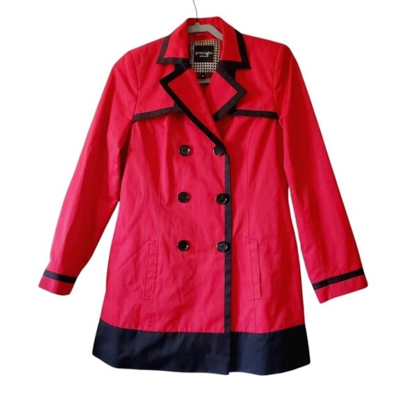 Vintage Principles Nylon Retro Two-Tone 60s Style Spring Trench Jacket 12 - Picture 1 of 6